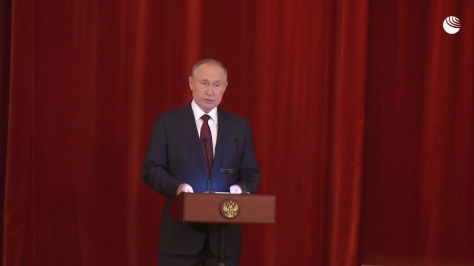 Президент России Владимир Путин принимает участие в расширенном заседании коллегии министерства иностранных дел.