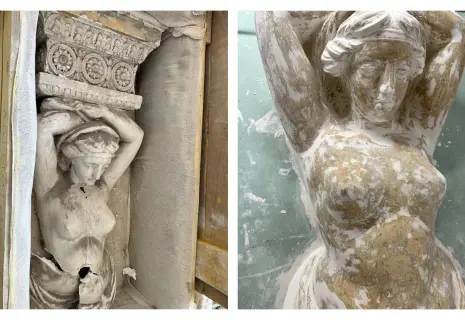 В мастерских Петербурга восстанавливают кариатид особняка Веге