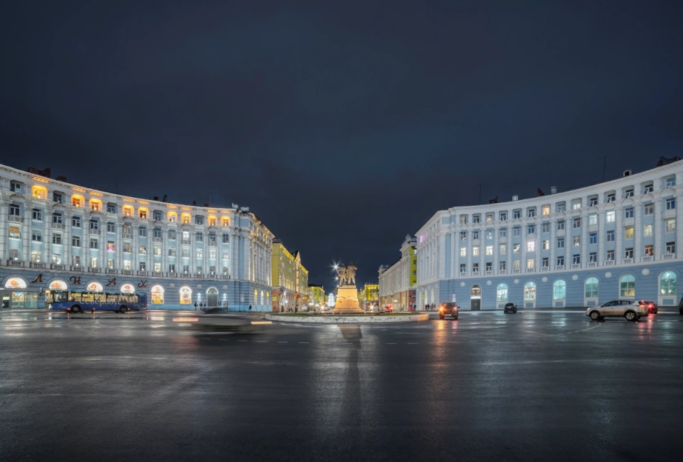 Ночная панорама Норильска
